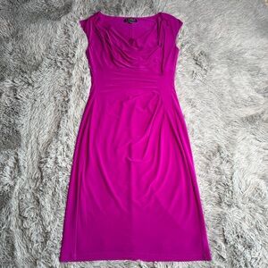 Lauren Ralph Lauren Dress Womens 4 NWOT Fuchsia Knee Length Drape Lined